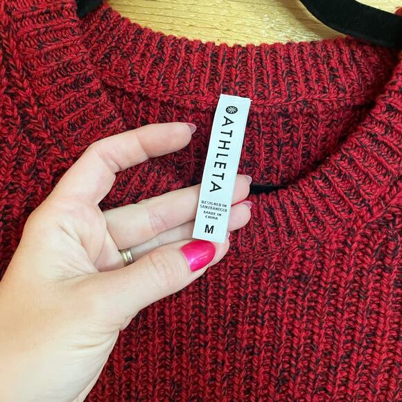 Athleta Wool Blend Sierra Crew Sweater Size Medium Burgundy - Picture 4 of 6